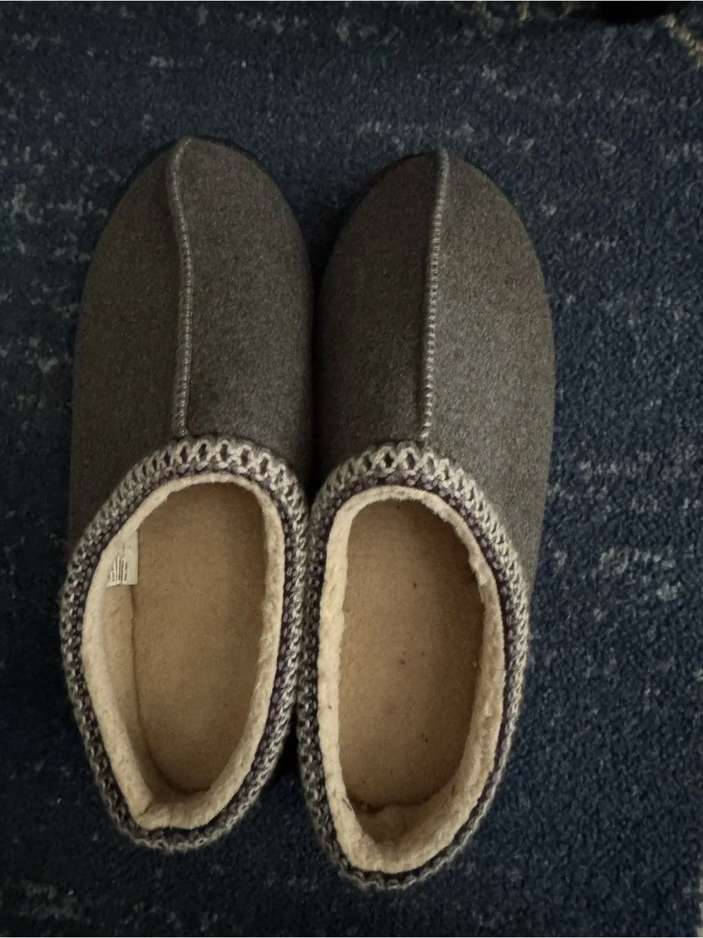 Men's Gray Slip-On Wool-Blend Slippers with Soft Lining